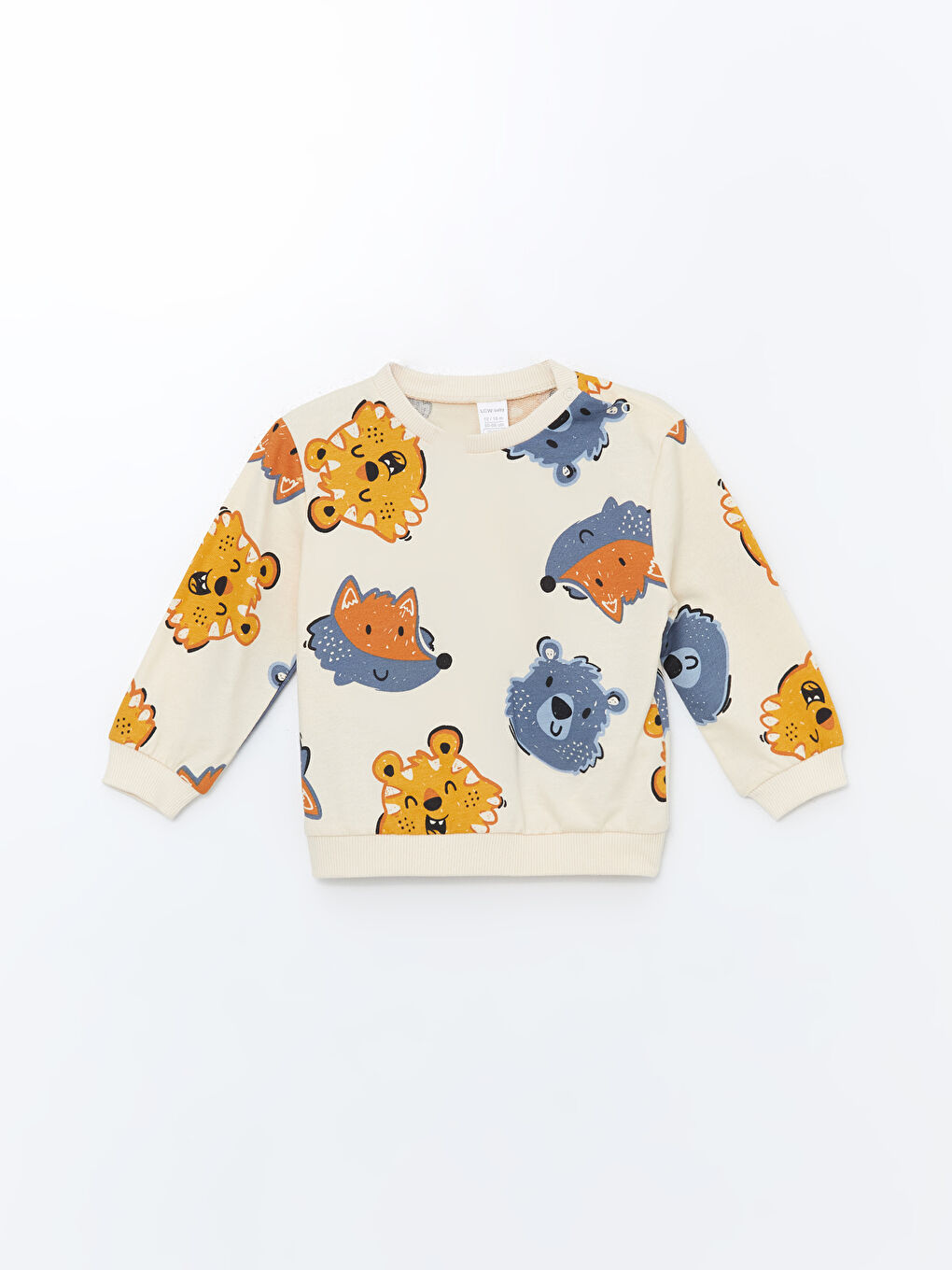 LCW baby Açık Bej Bisiklet Yaka Uzun Kollu Erkek Bebek Sweatshirt