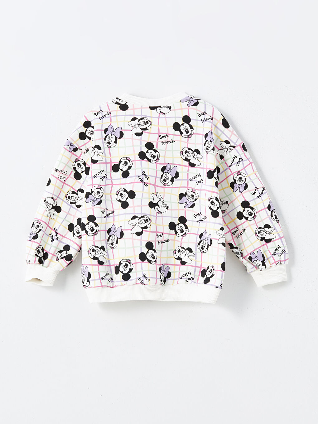 LCW baby Krem Baskılı Bisiklet Yaka Minnie Mouse Baskılı Kız Bebek Sweatshirt - 1