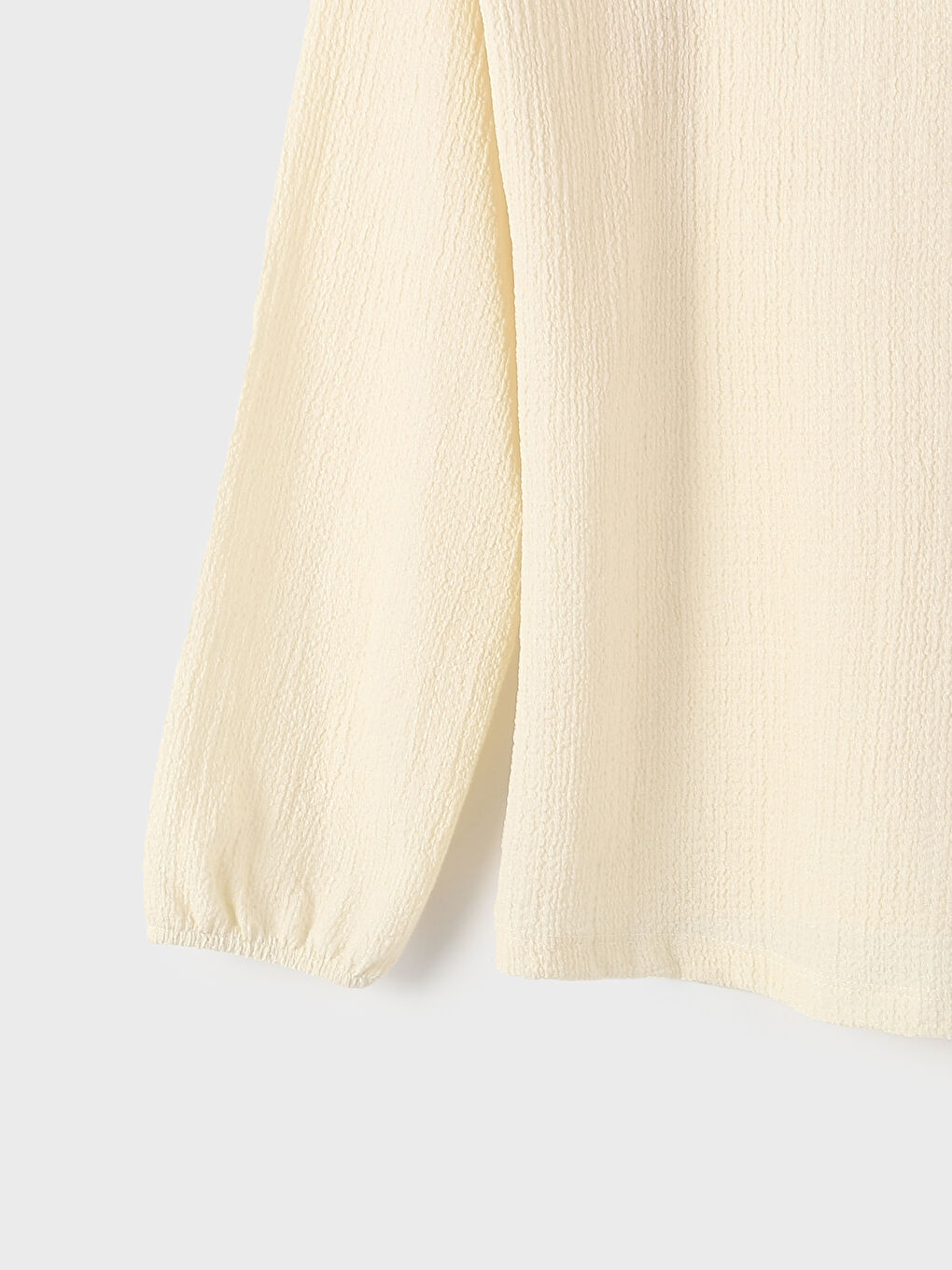 Crew Neck Long Sleeve Women's Blouse with Front Tie Detail-2