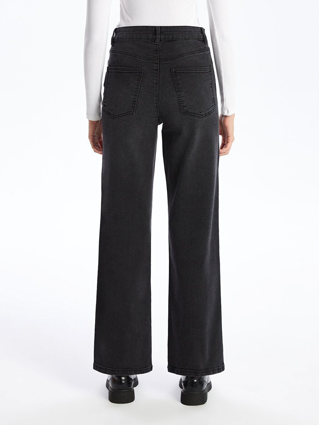 جينز واسع الساق عالي الخصر للسيدات-3