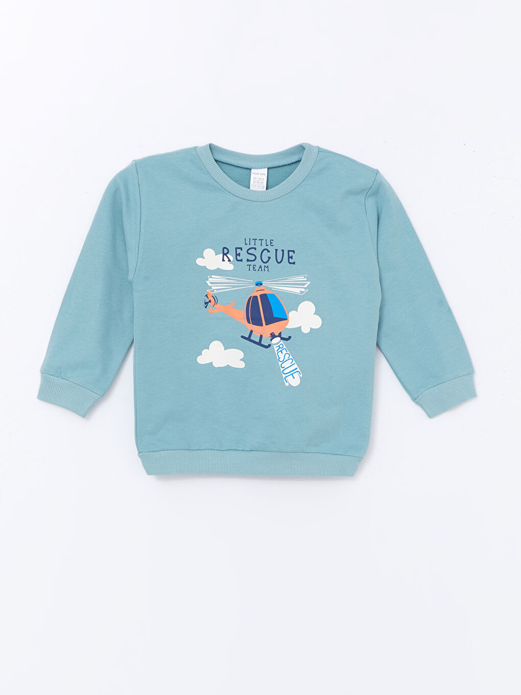 LCW baby Yeşil Bisiklet Yaka Baskılı Erkek Bebek Sweatshirt - 2