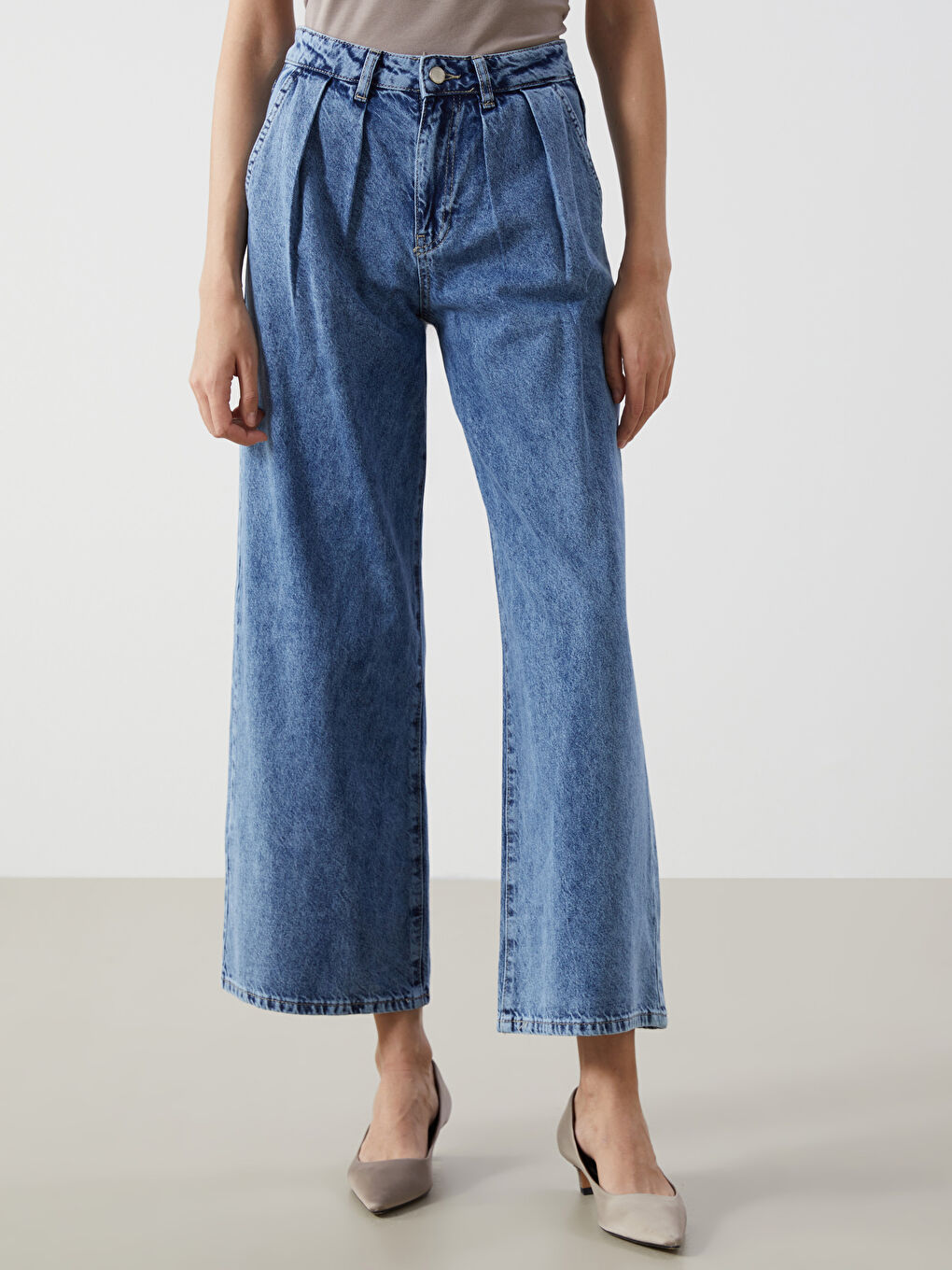 İndigo Wideleg Kadın Jean Pantolon-1