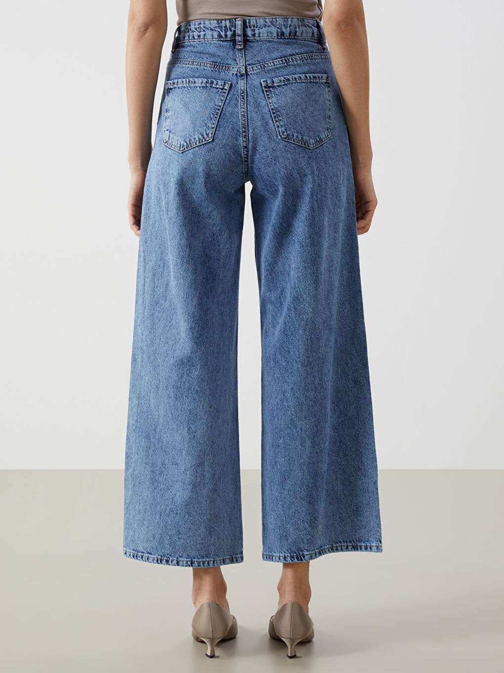 İndigo Wideleg Kadın Jean Pantolon-3