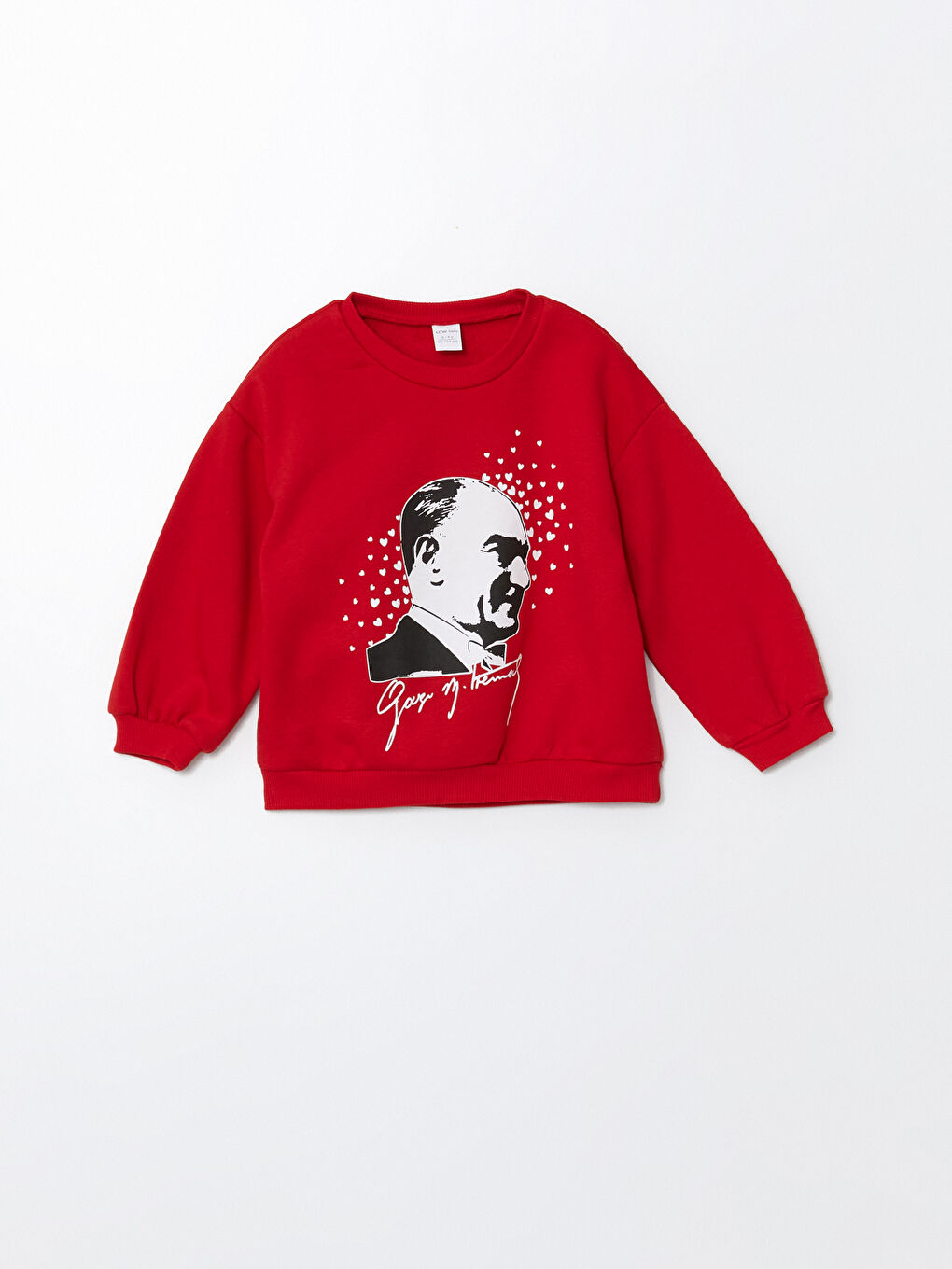 LCW Kids Kırmızı Bisiklet Yaka Uzun Kollu Atatürk Baskılı Kız Bebek Sweatshirt - 2