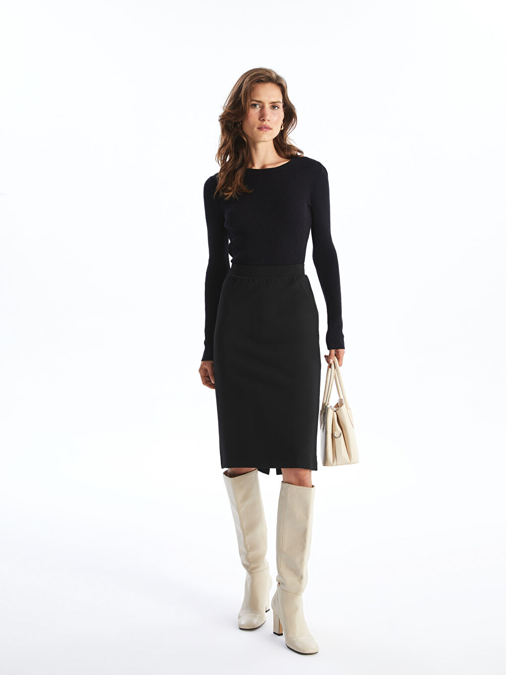 LCWAIKIKI Classic Women's Pencil Skirt with Elasticated Waist -W4I180Z8-CVL