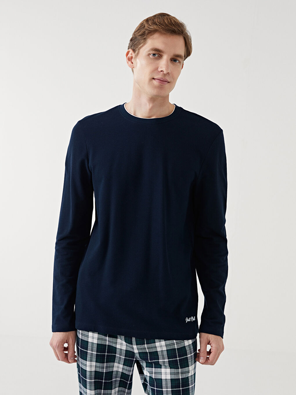 Crew Neck Long Sleeve Men's Pyjama Top
