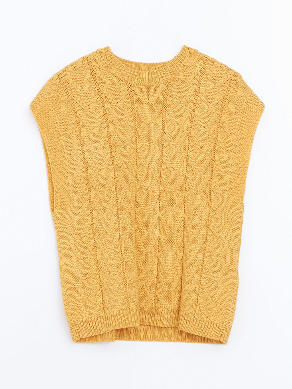 Crew Neck Self Patterned Women's Knitwear Sweater Vest-4