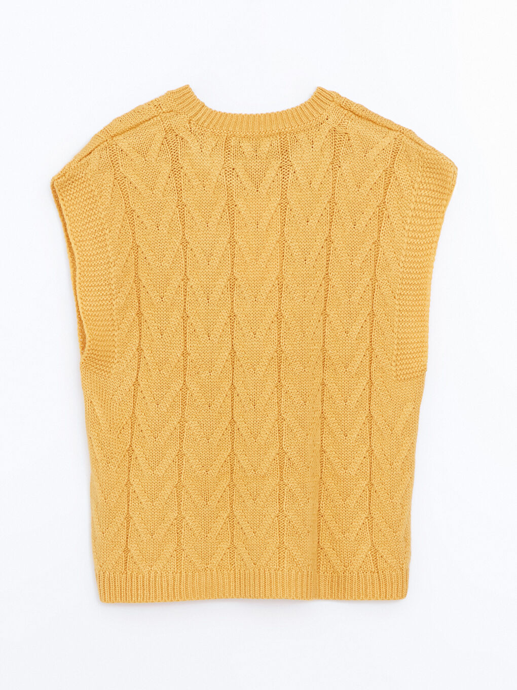 Crew Neck Self Patterned Women's Knitwear Sweater Vest-5