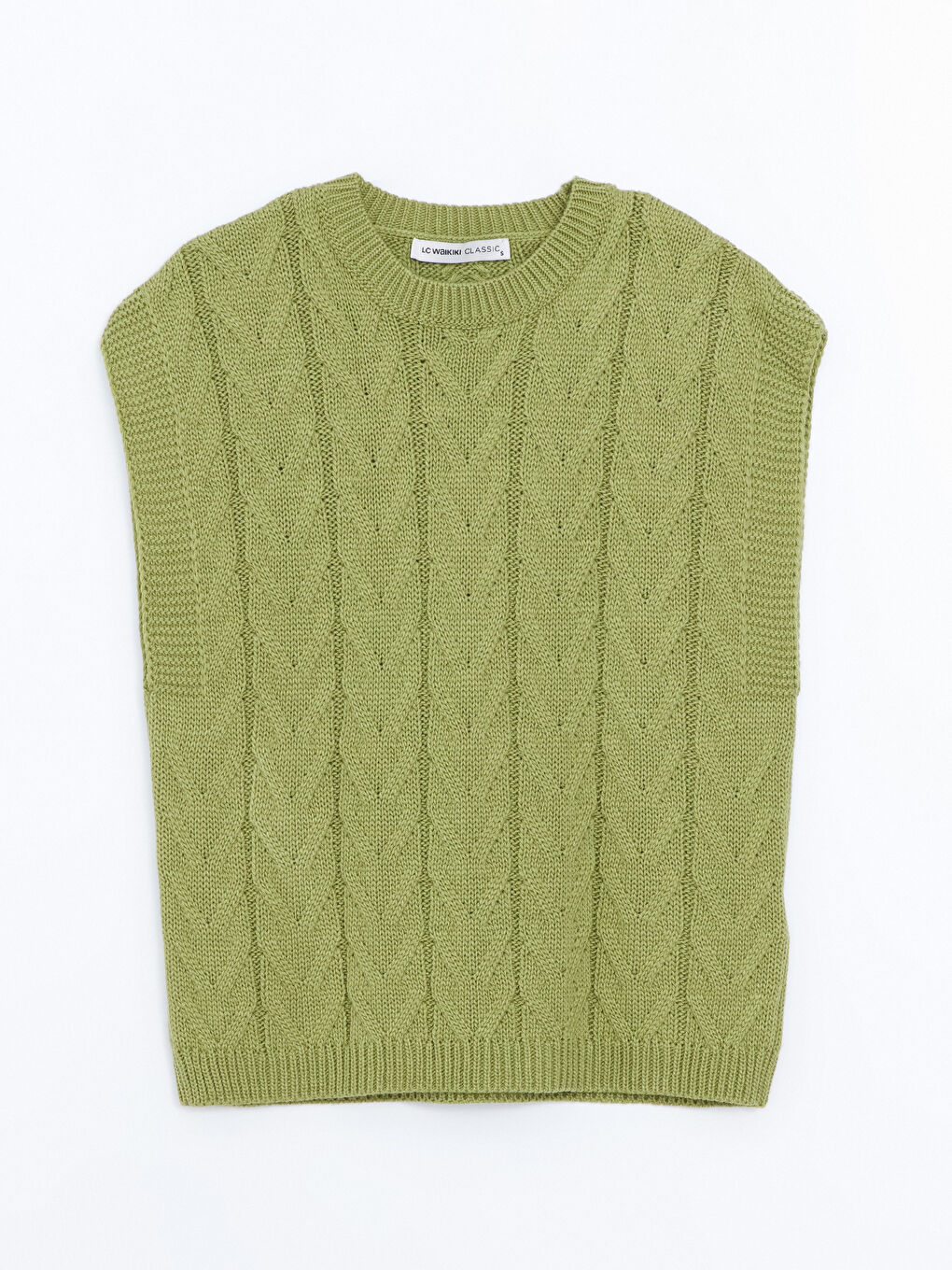 Crew Neck Self Patterned Women's Knitwear Sweater Vest-4