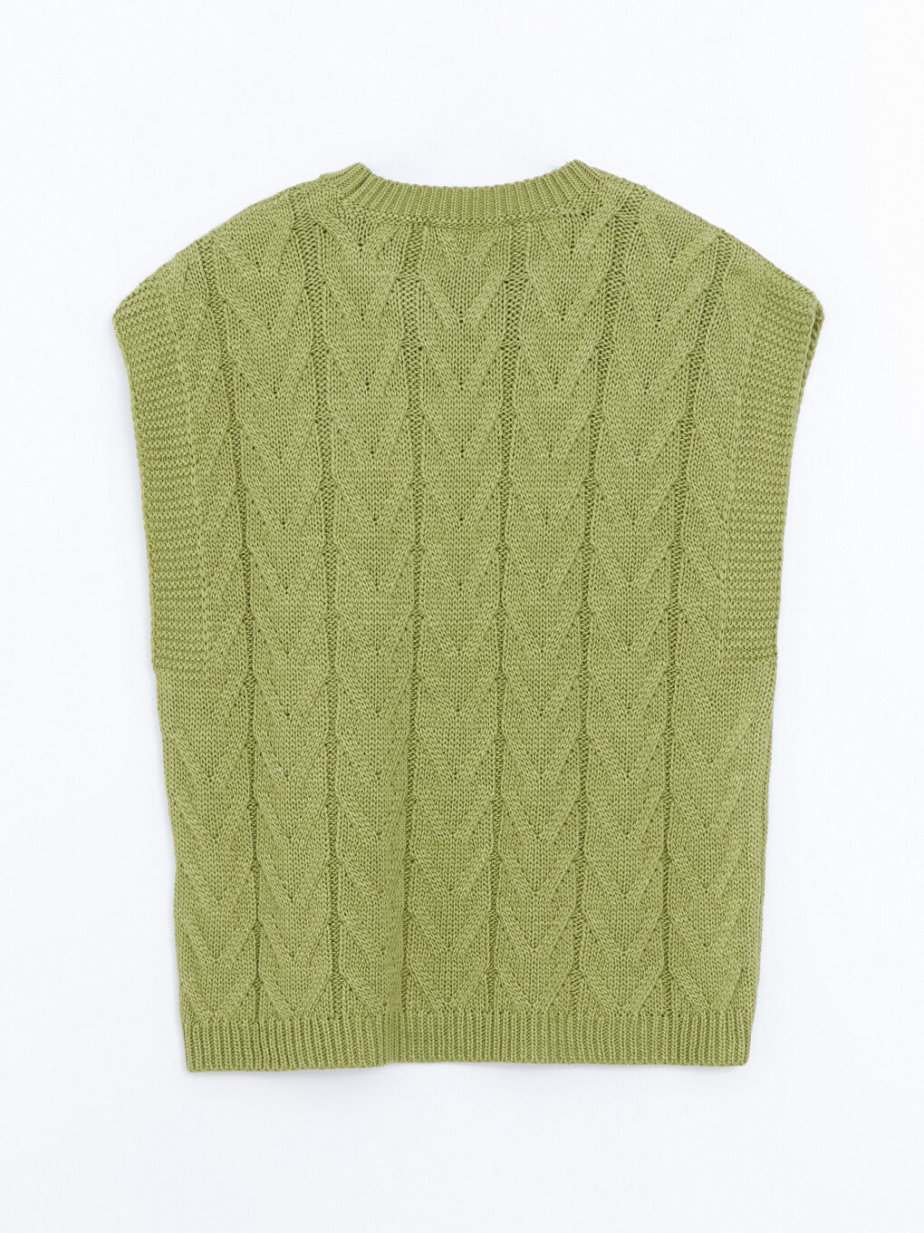 Crew Neck Self Patterned Women's Knitwear Sweater Vest-5