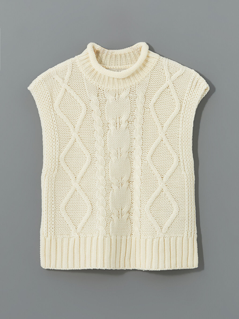 Half Turtleneck Self-Patterned Women's Knitwear Sweater Vest-4