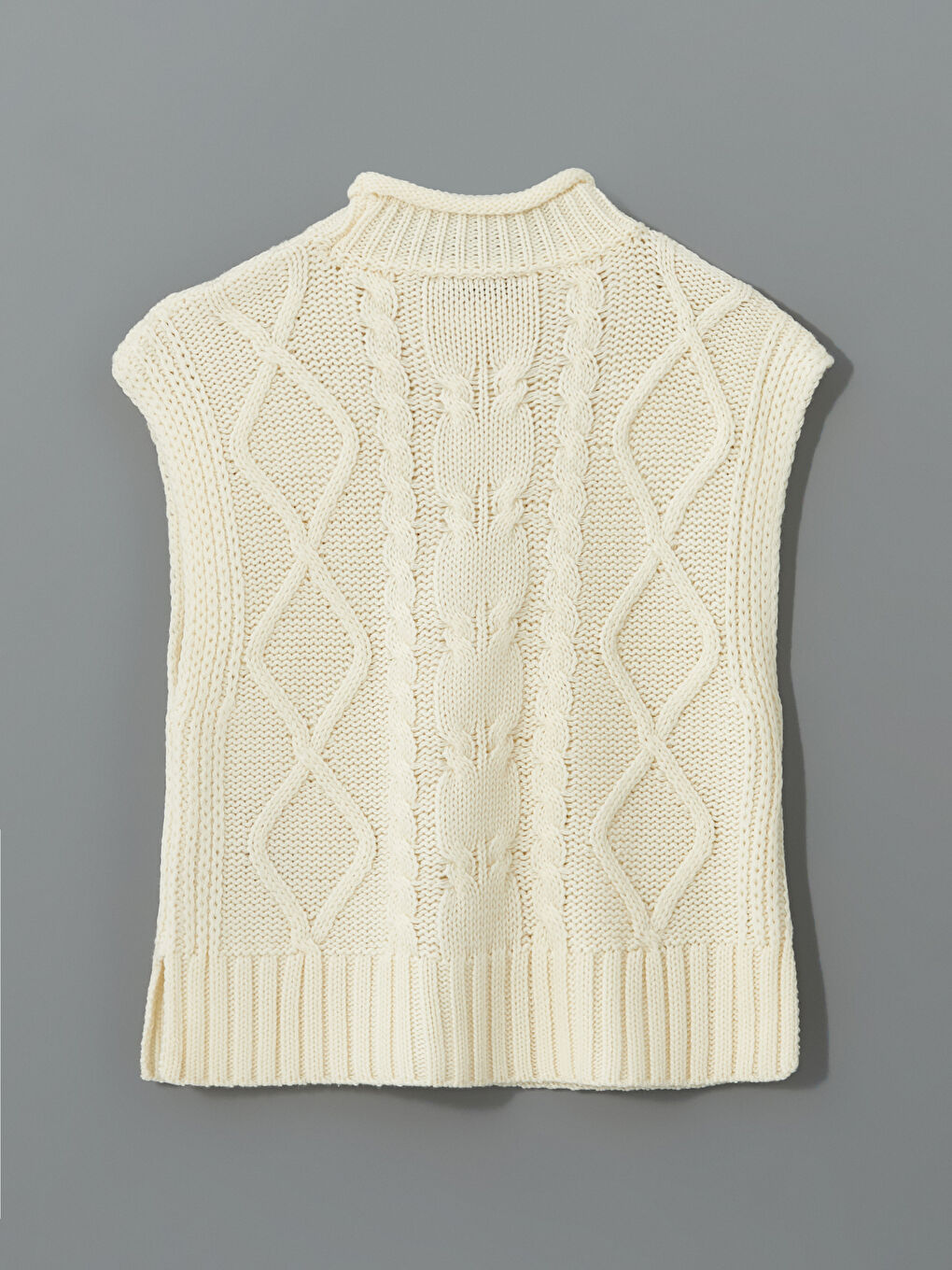 Half Turtleneck Self-Patterned Women's Knitwear Sweater Vest-5