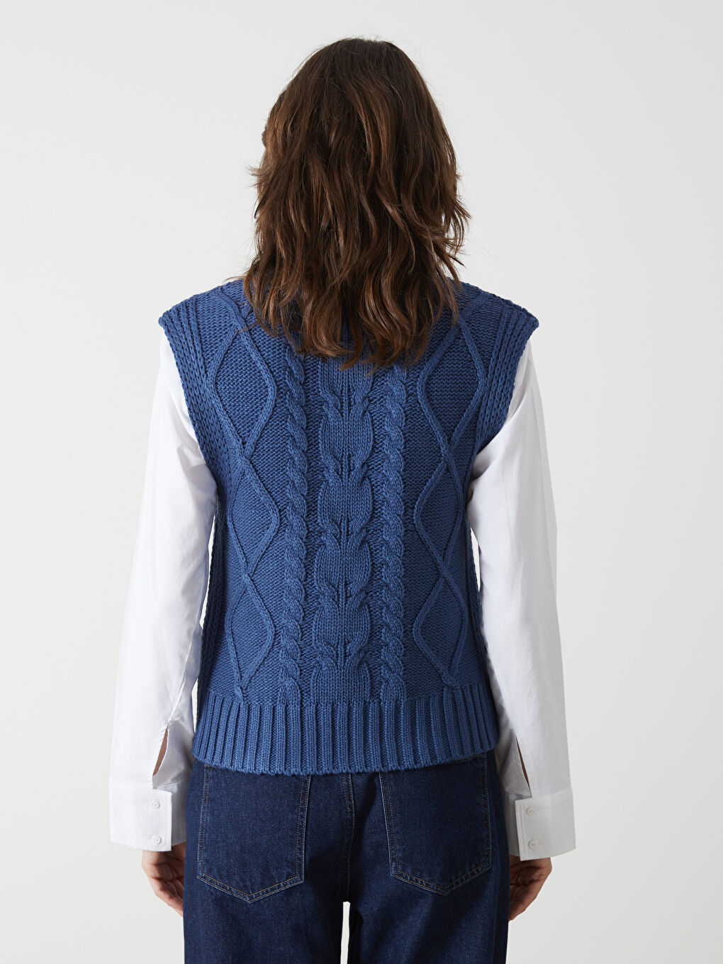 سترة صوفية بدون أكمام بنمط ذاتي وياقة شبه عالية للسيدات-4