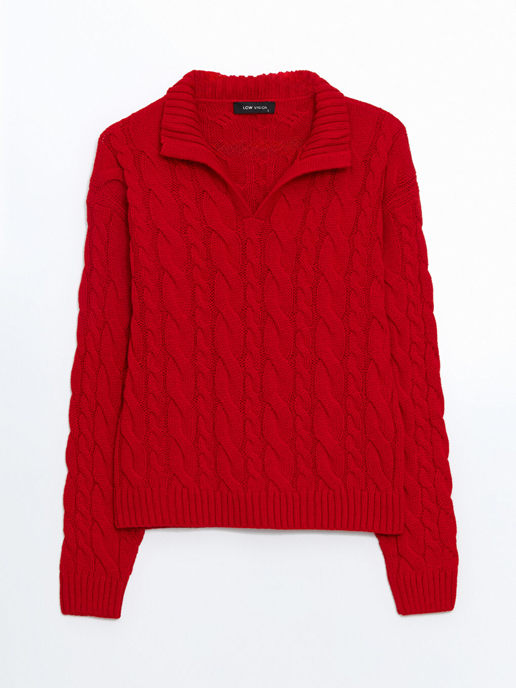 سترة تريكو منقوشة بياقة بشق للسيدات-4