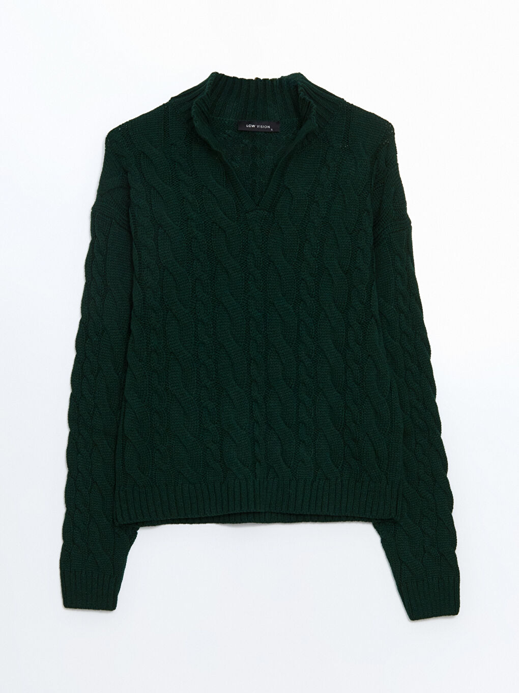 LCW Vision Notch Neck Self-Patterned Women's Knitwear Sweater -W4I194Z8-HLW