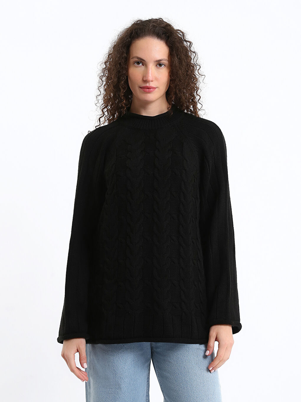 Half Turtleneck Self-Patterned Women's Knitwear Sweater