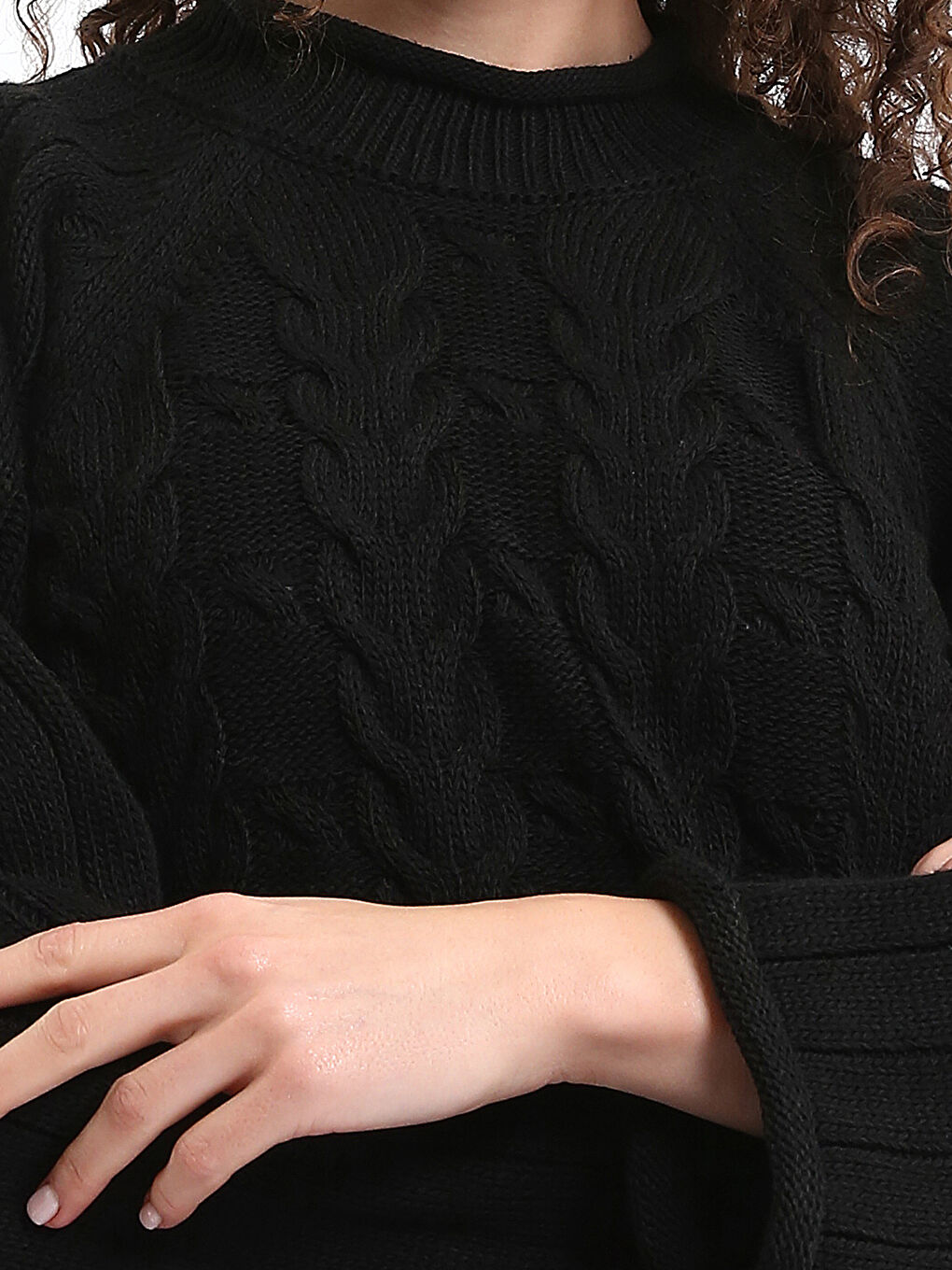 Half Turtleneck Self-Patterned Women's Knitwear Sweater-2