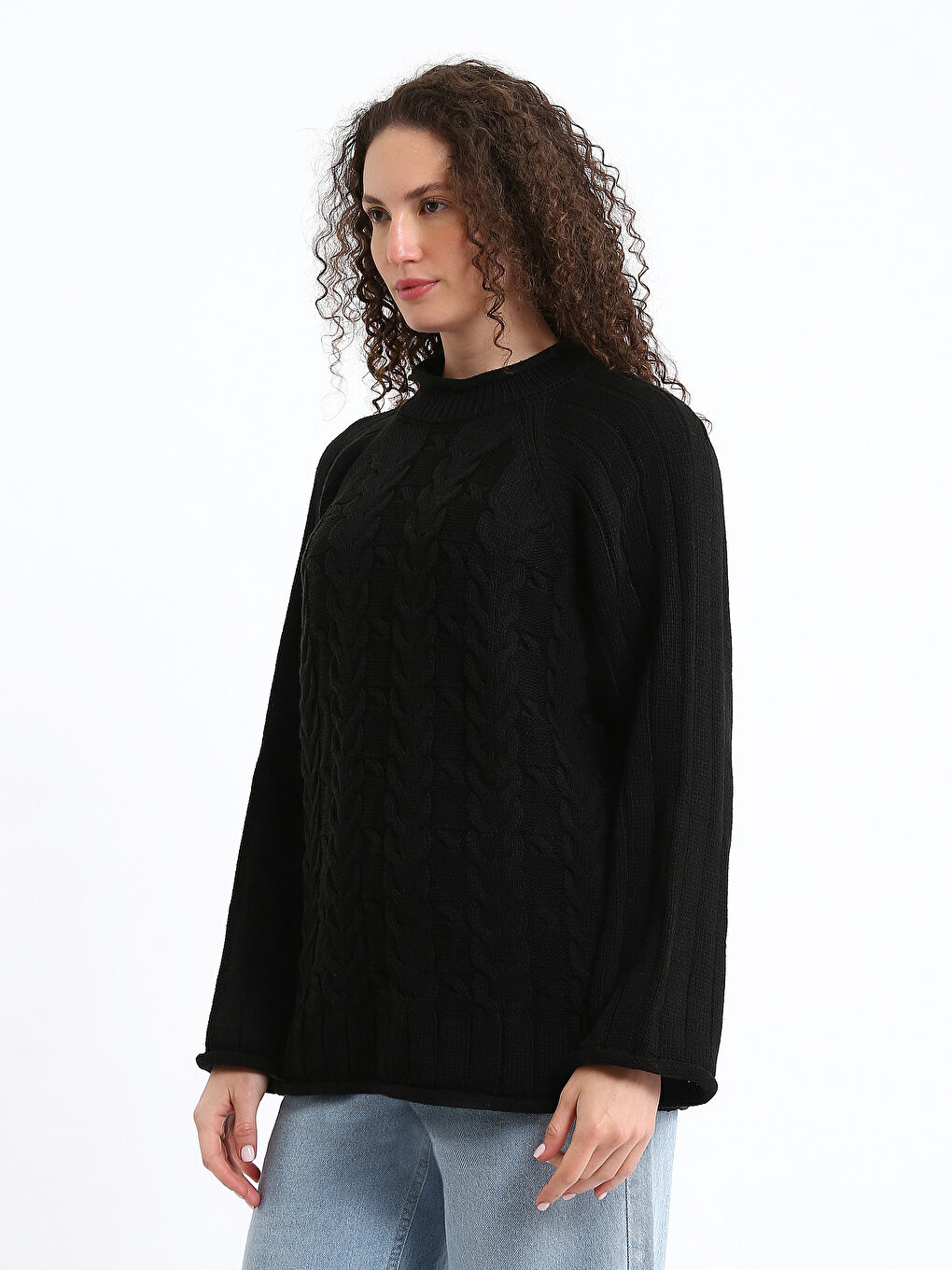 Half Turtleneck Self-Patterned Women's Knitwear Sweater-3