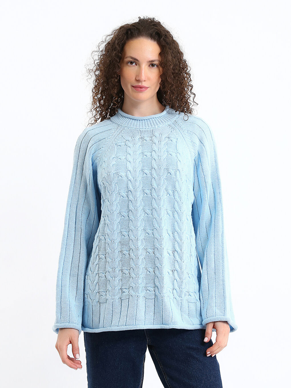Half Turtleneck Self-Patterned Women's Knitwear Sweater