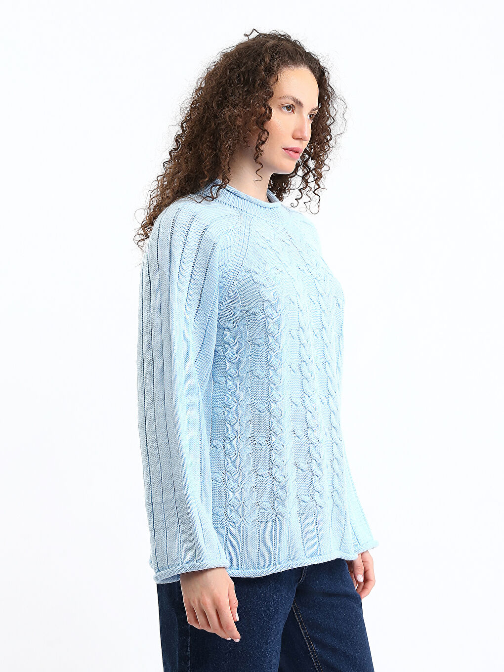 Half Turtleneck Self-Patterned Women's Knitwear Sweater-3