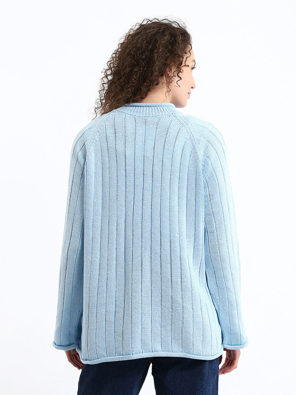 Half Turtleneck Self-Patterned Women's Knitwear Sweater-4