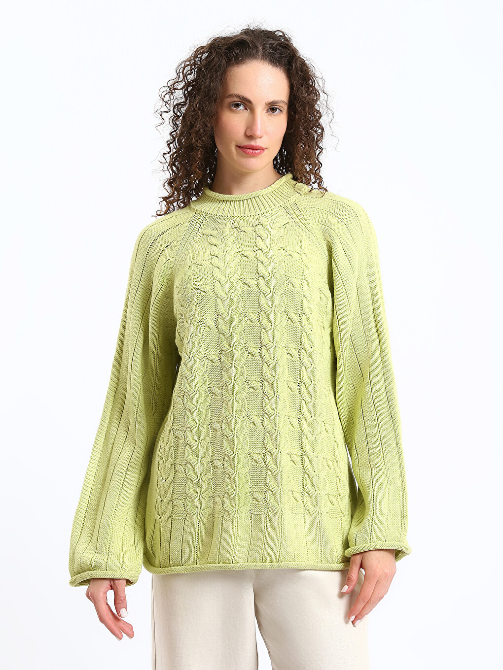 Pull-over en Tricot à Motifs pour Femmes à Col Montant