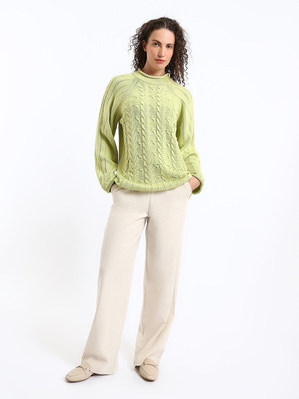 Pull-over en Tricot à Motifs pour Femmes à Col Montant-1