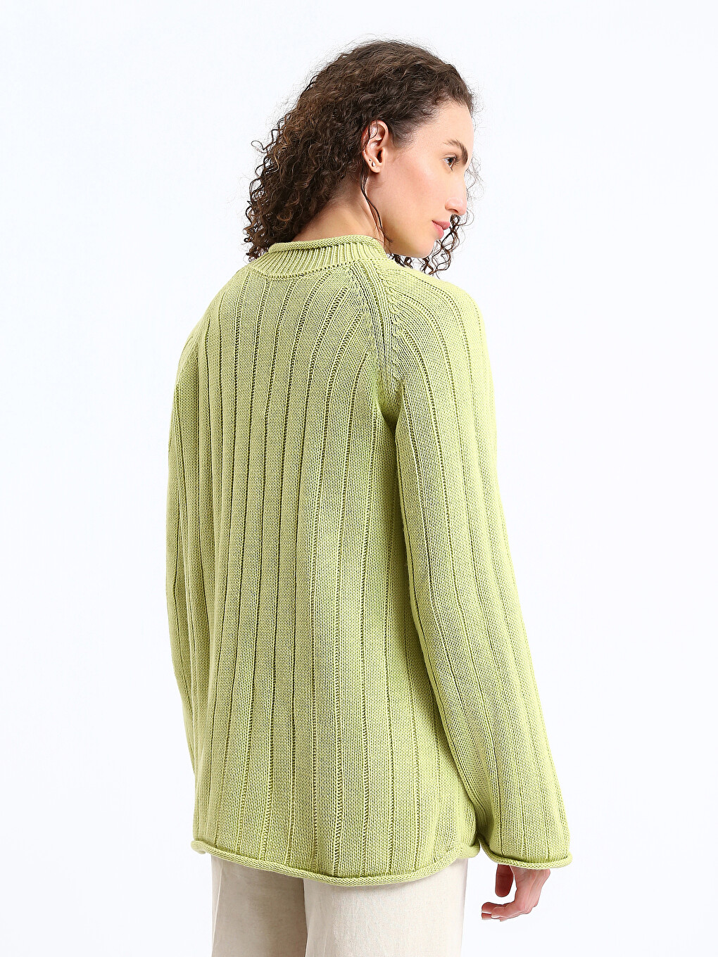 Pull-over en Tricot à Motifs pour Femmes à Col Montant-4