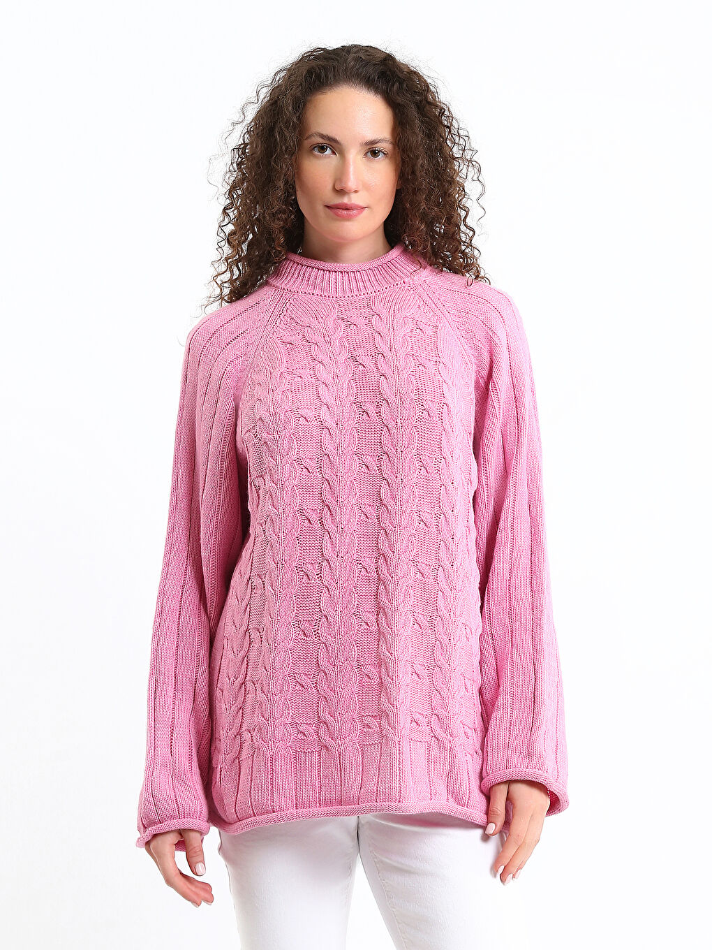 Half Turtleneck Self-Patterned Women's Knitwear Sweater