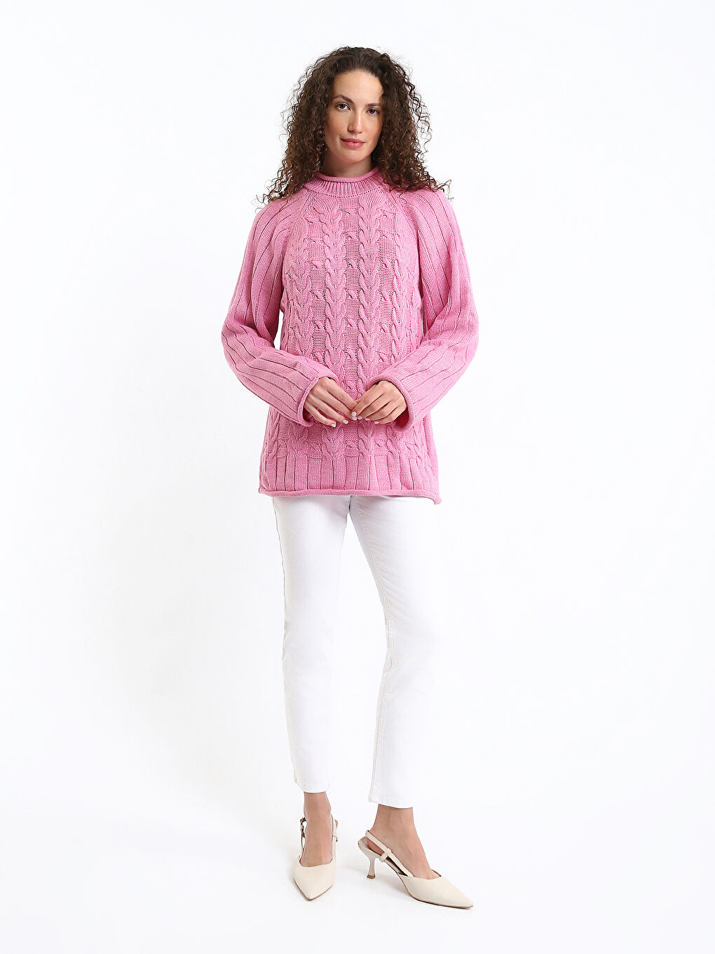 Half Turtleneck Self-Patterned Women's Knitwear Sweater-1