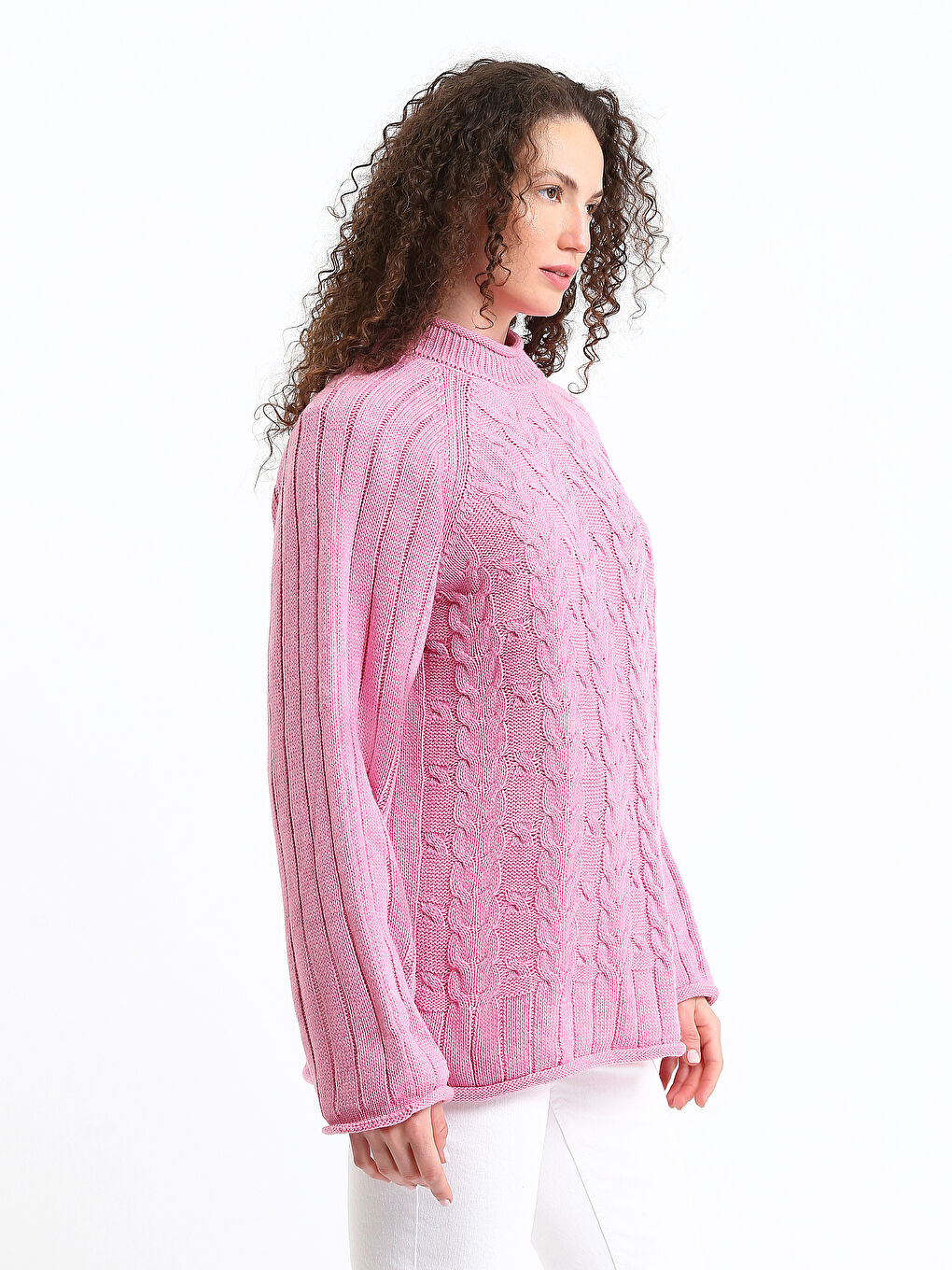 Half Turtleneck Self-Patterned Women's Knitwear Sweater-3