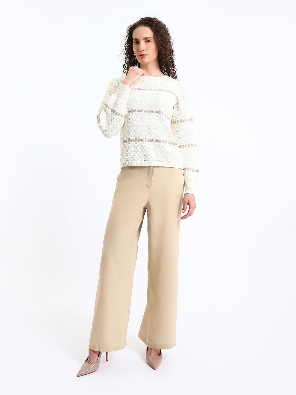 بلوفر ياقة دائرية للسيدات-1