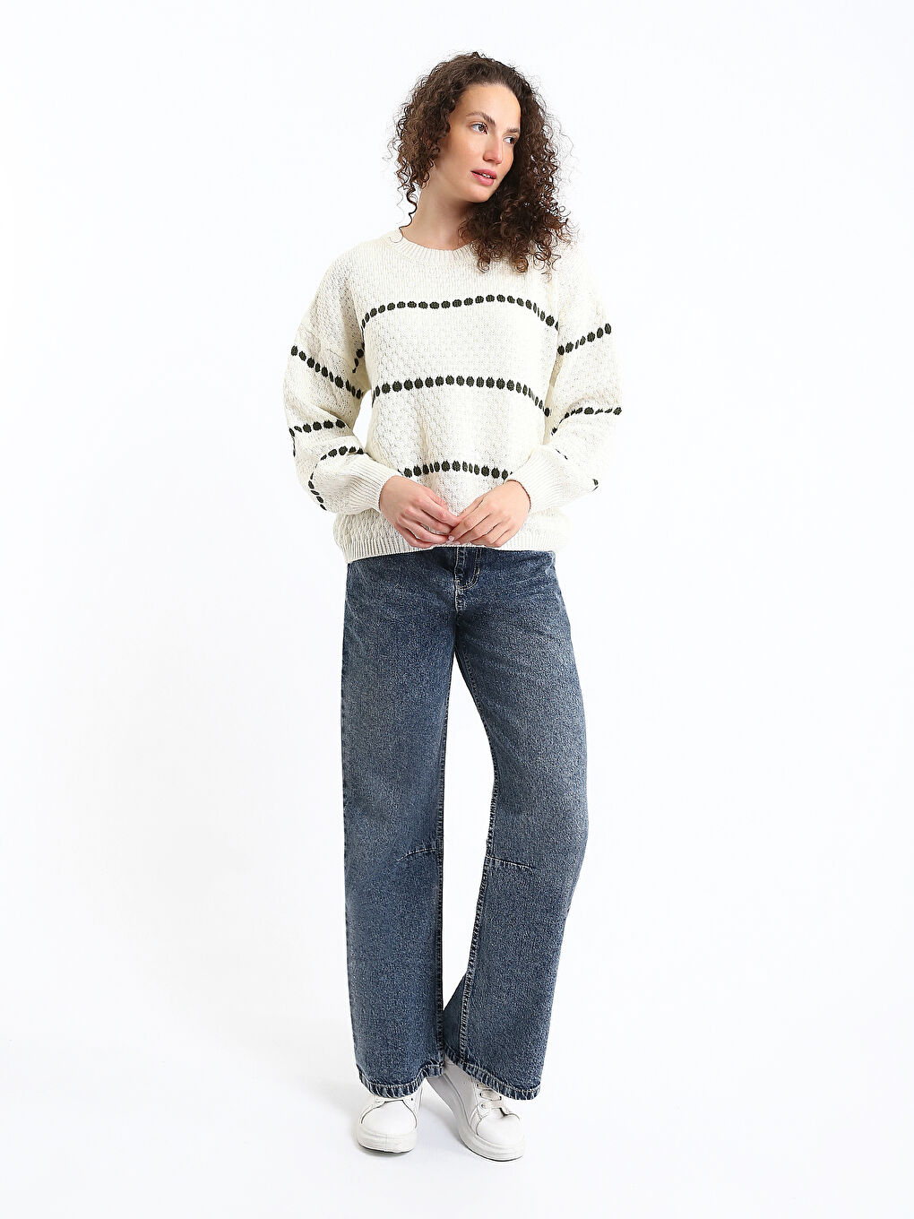 بلوفر ياقة دائرية للسيدات-1