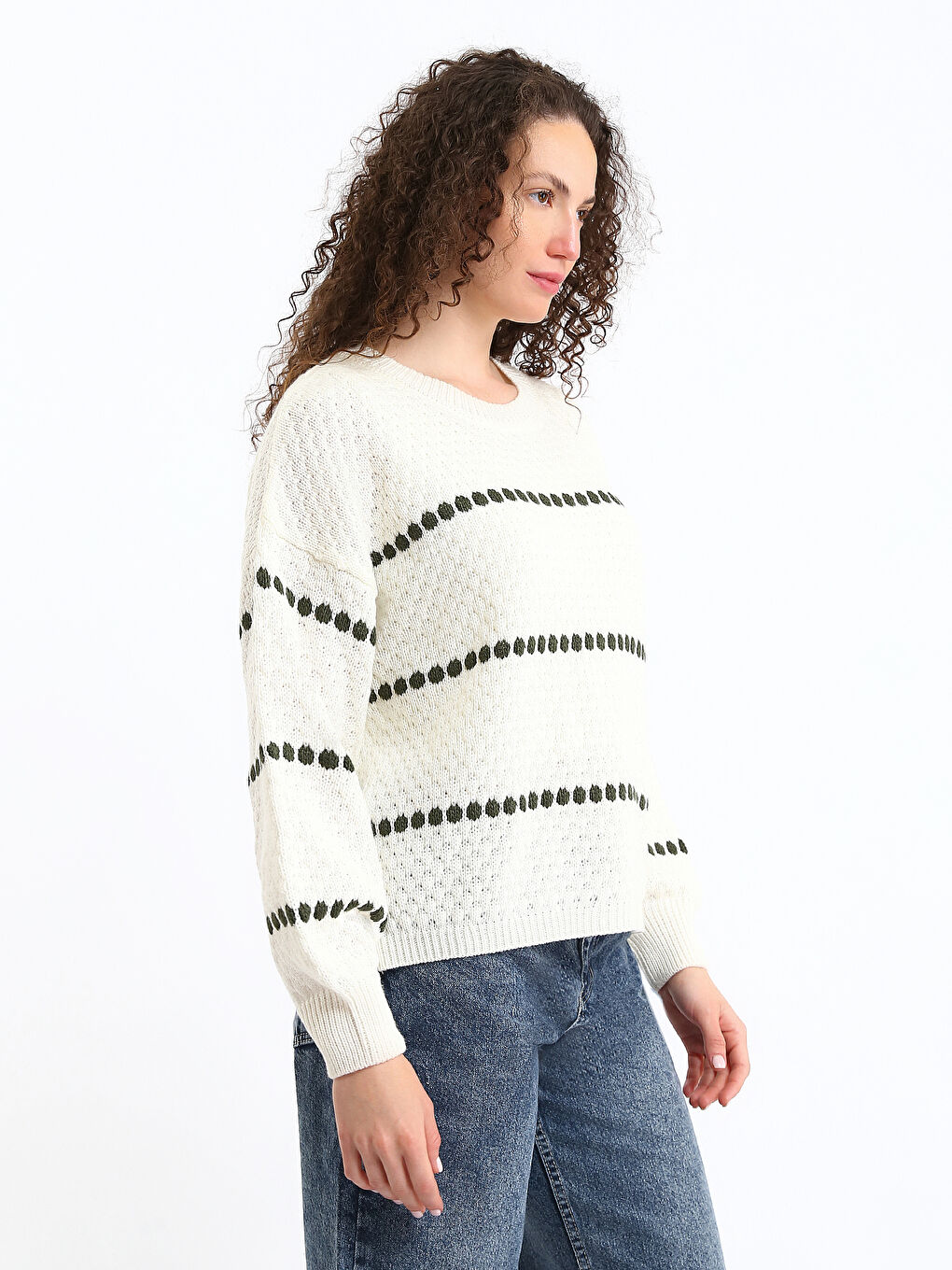 بلوفر ياقة دائرية للسيدات-3