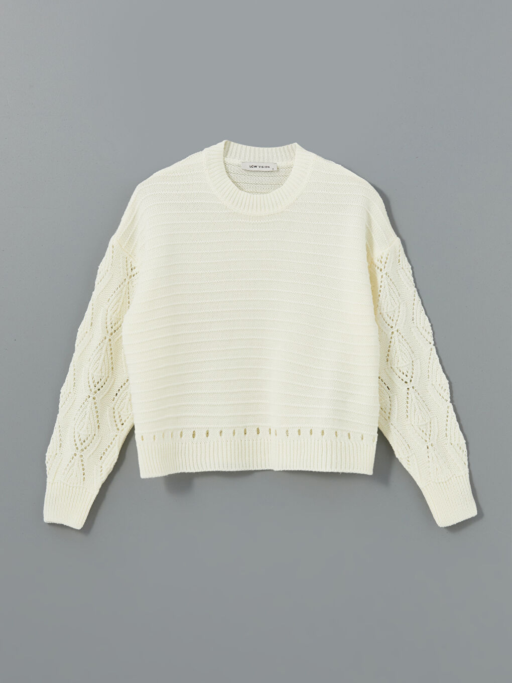 Crew Neck Hole-Knitted Women's Knitwear Sweater-4