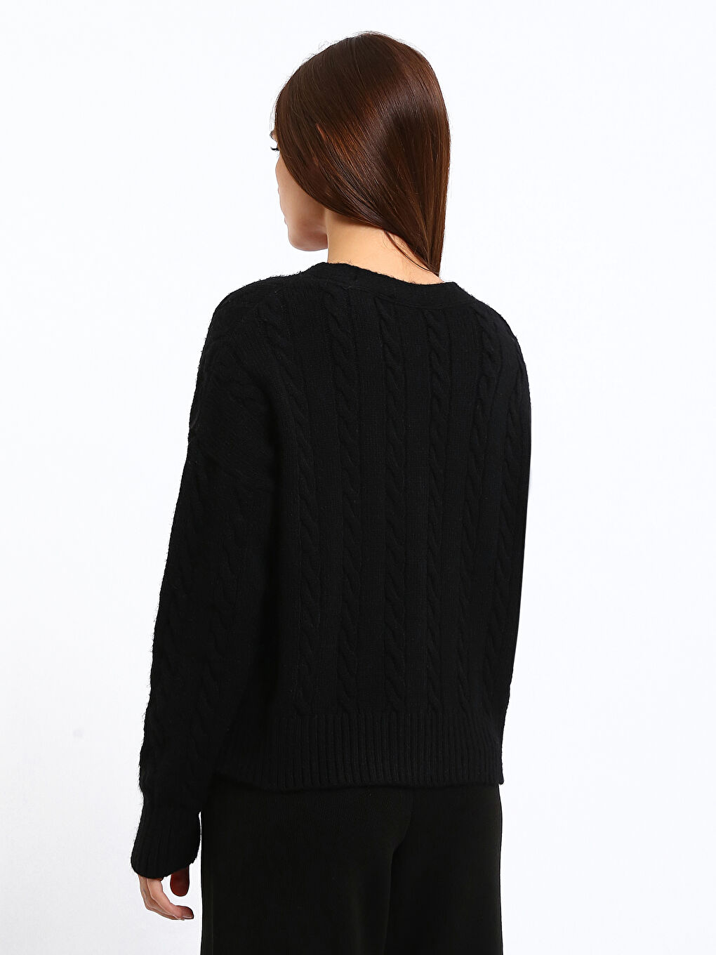 V-Neck Patterned Women's Knitwear Cardigan-4