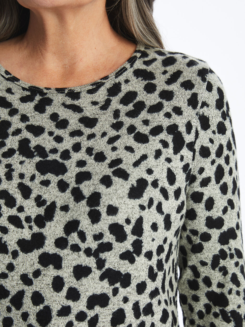 LCW Grace Crew Neck Patterned Long Sleeve Women's T-Shirt -W4I251Z8-LQB