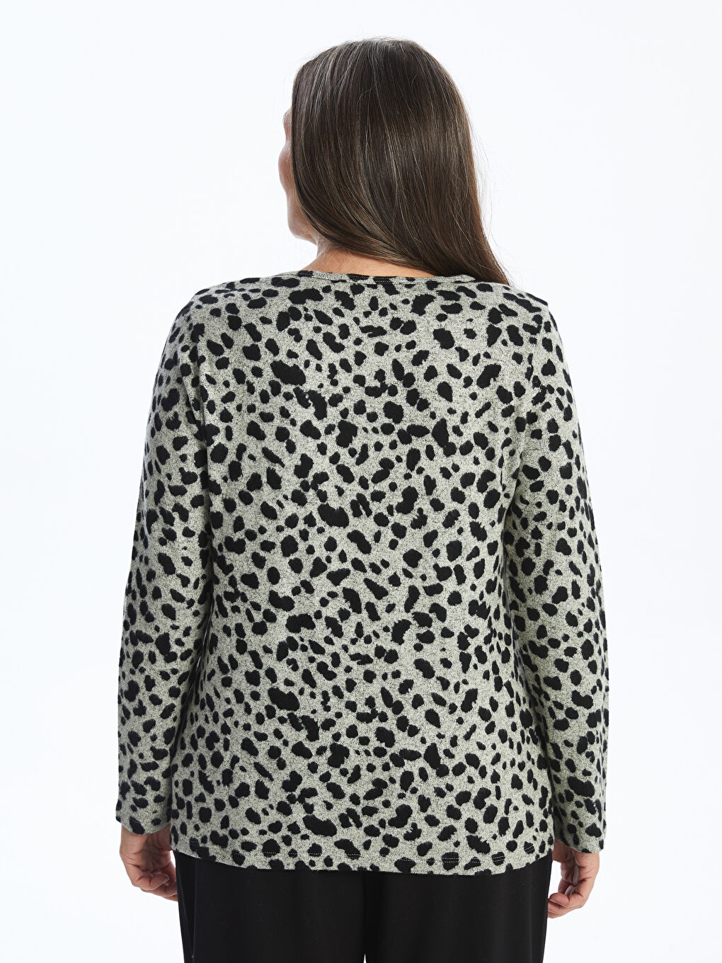 LCW Grace Crew Neck Patterned Long Sleeve Women's T-Shirt -W4I251Z8-LQB