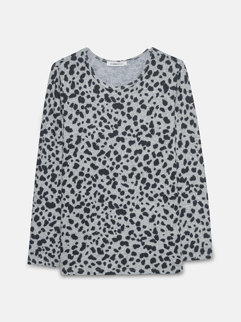 LCW Grace Crew Neck Patterned Long Sleeve Women's T-Shirt -W4I251Z8-LQB