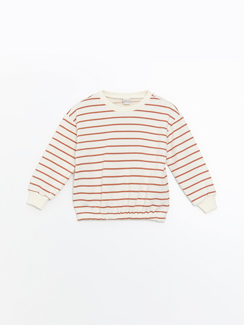 LCW ECO Coral Strıped Bisiklet Yaka Kız Çocuk Sweatshirt