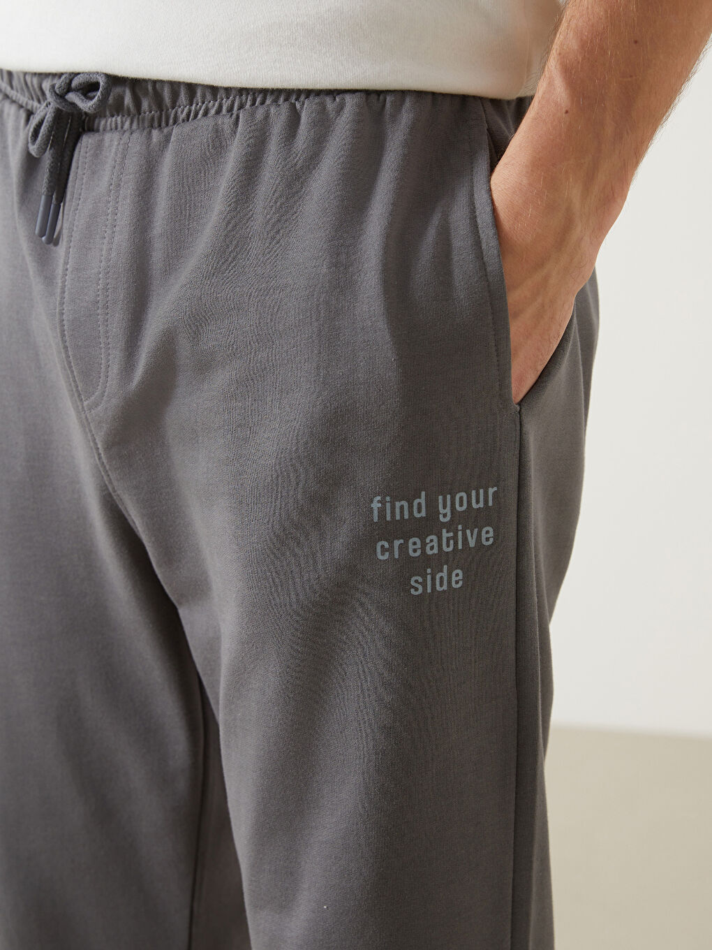 Gri Standart Kalıp Erkek Eşofman Altı-2