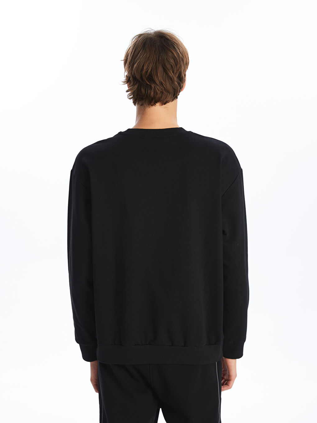 سويت شيرت تخين مطبوع بياقة دائرية للرجال-3