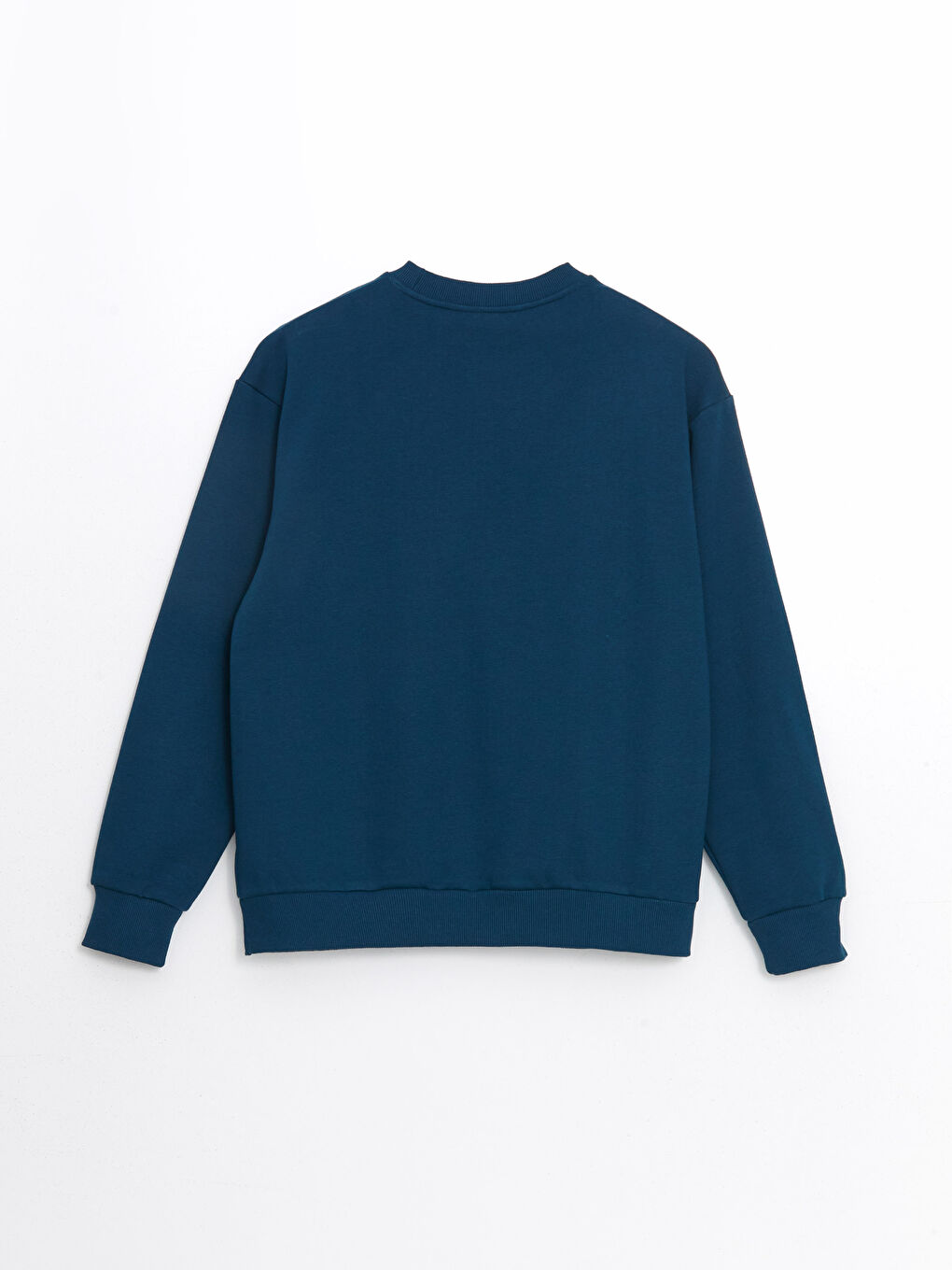 Petrol Bisiklet Yaka Baskılı Erkek Kalın Sweatshirt-5