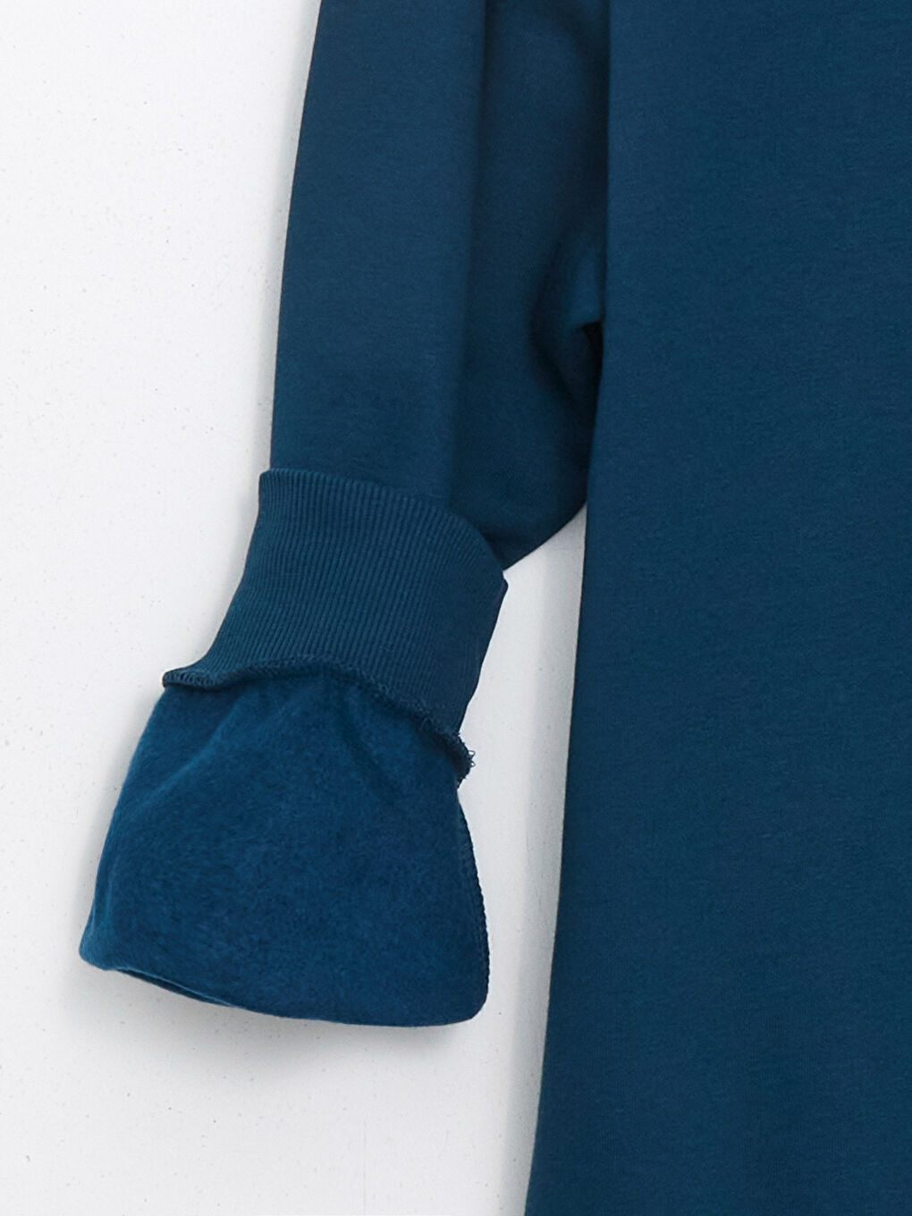 Petrol Bisiklet Yaka Baskılı Erkek Kalın Sweatshirt-6