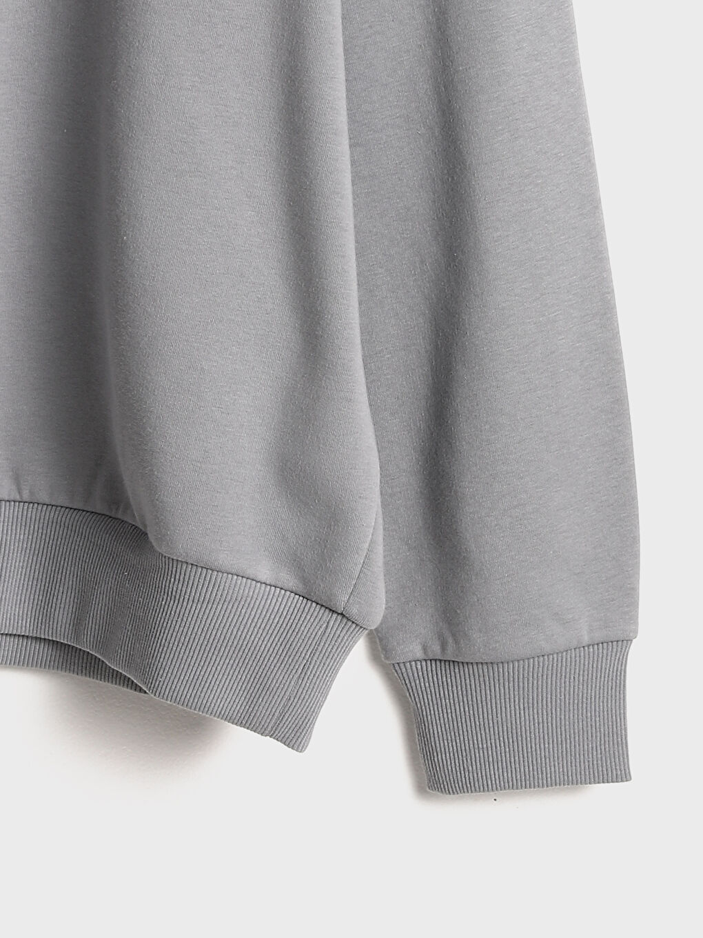 Gri Bisiklet Yaka Baskılı Erkek Kalın Sweatshirt-3