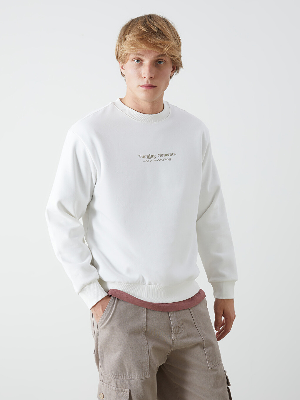 Sweat-shirt Surdimensionné Col Rond Manches Longues Imprimé Pour Hommes