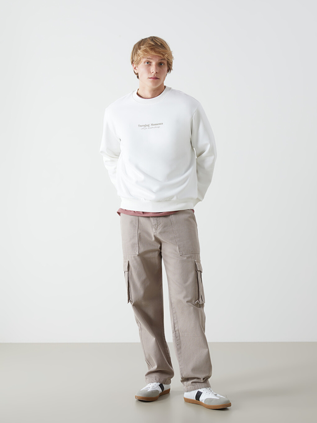 Sweat-shirt Surdimensionné Col Rond Manches Longues Imprimé Pour Hommes-1