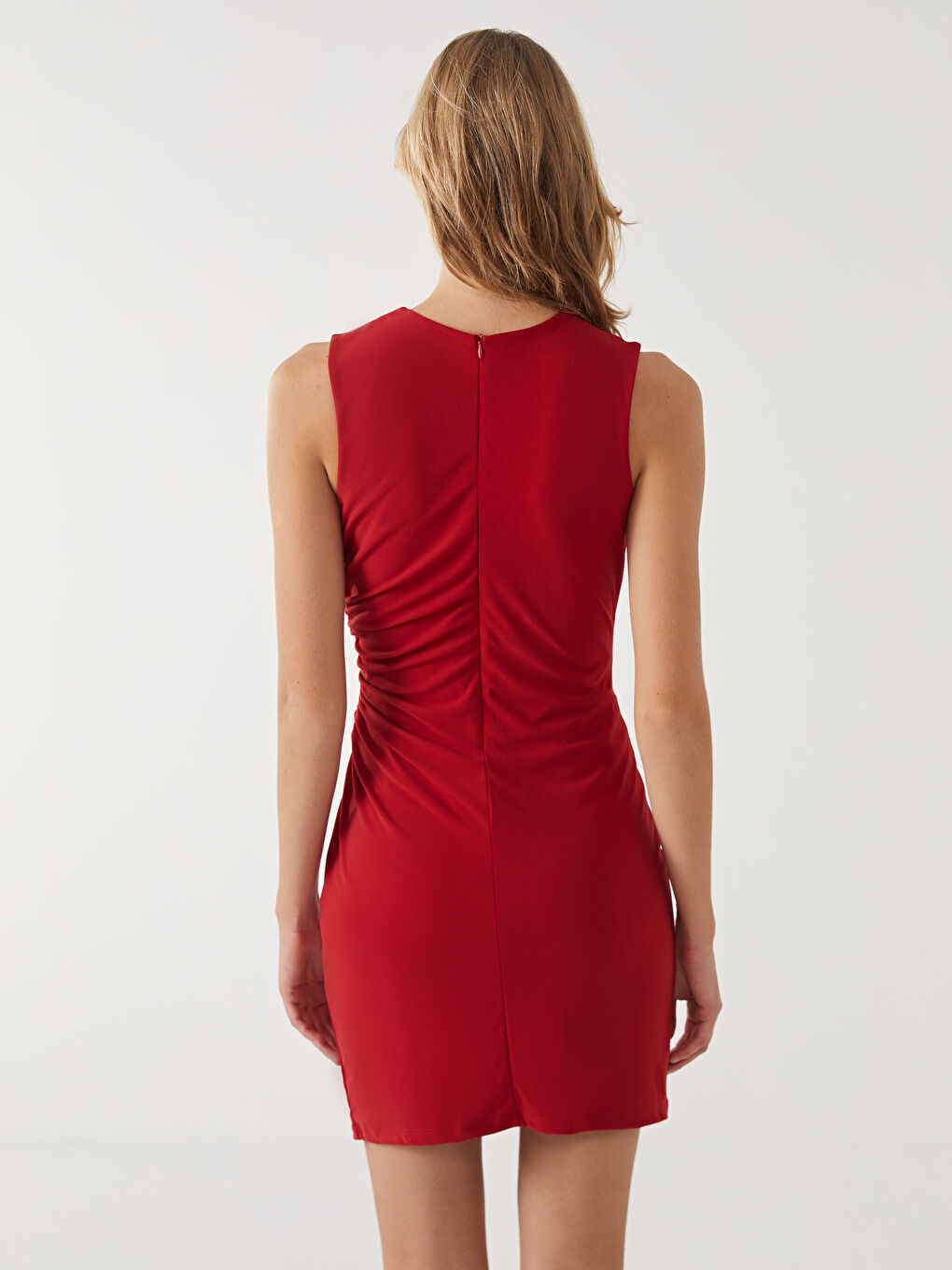 XSIDE Kırmızı Bisiklet Yaka Kadın Bodycon Elbise - 3