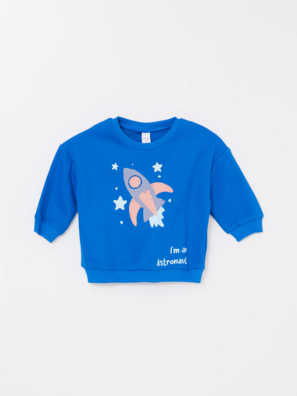 LCW ECO Saks Bisiklet Yaka Uzun Kollu Baskılı Erkek Bebek Sweatshirt