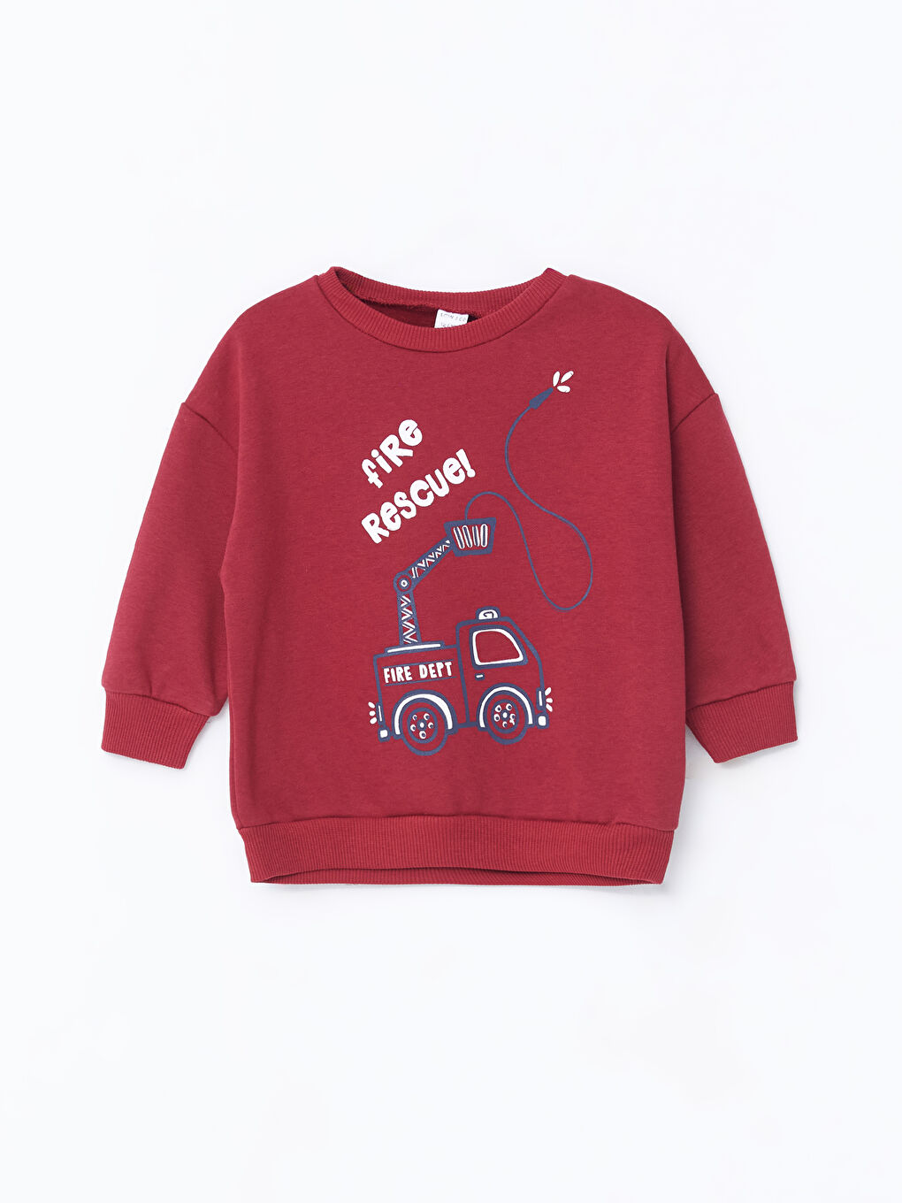 LCW ECO Bordo Bisiklet Yaka Uzun Kollu Baskılı Erkek Bebek Sweatshirt